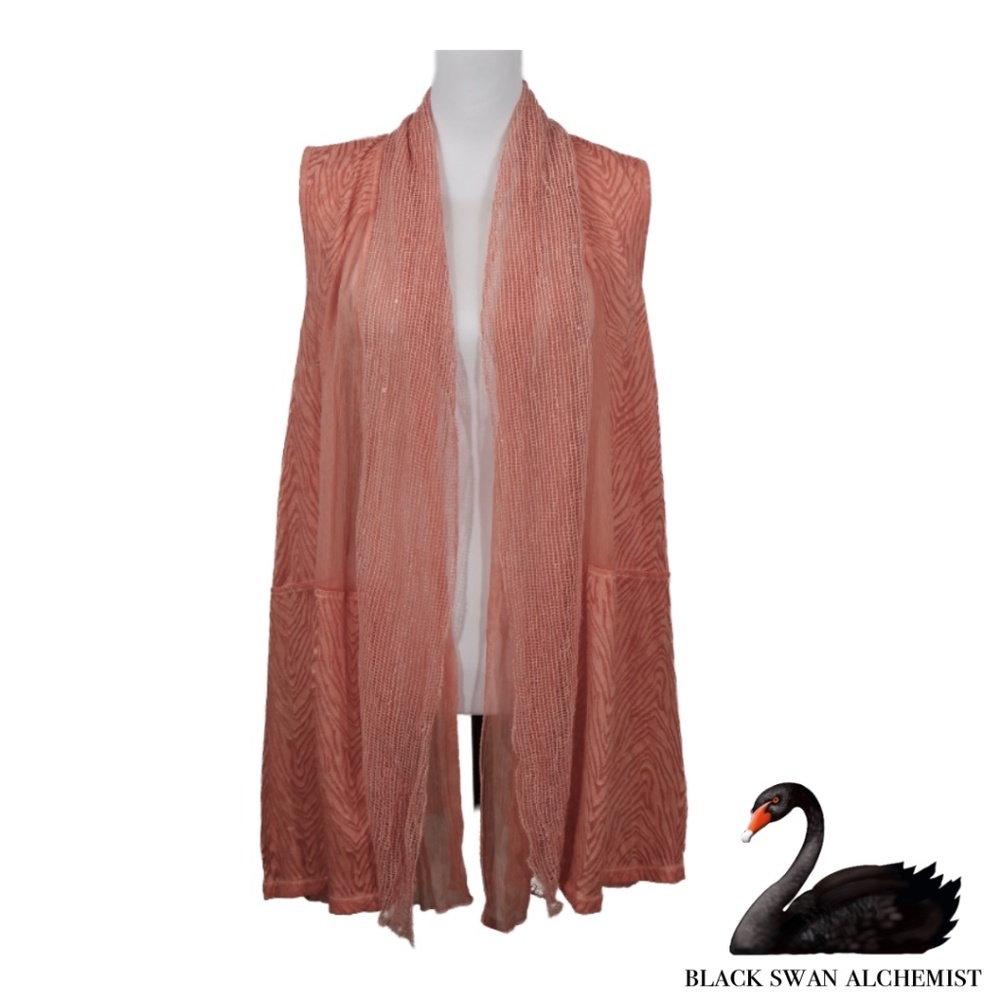 Chico’s Size 2 (12 US) Crochet Open Front Cardigan Light Peach